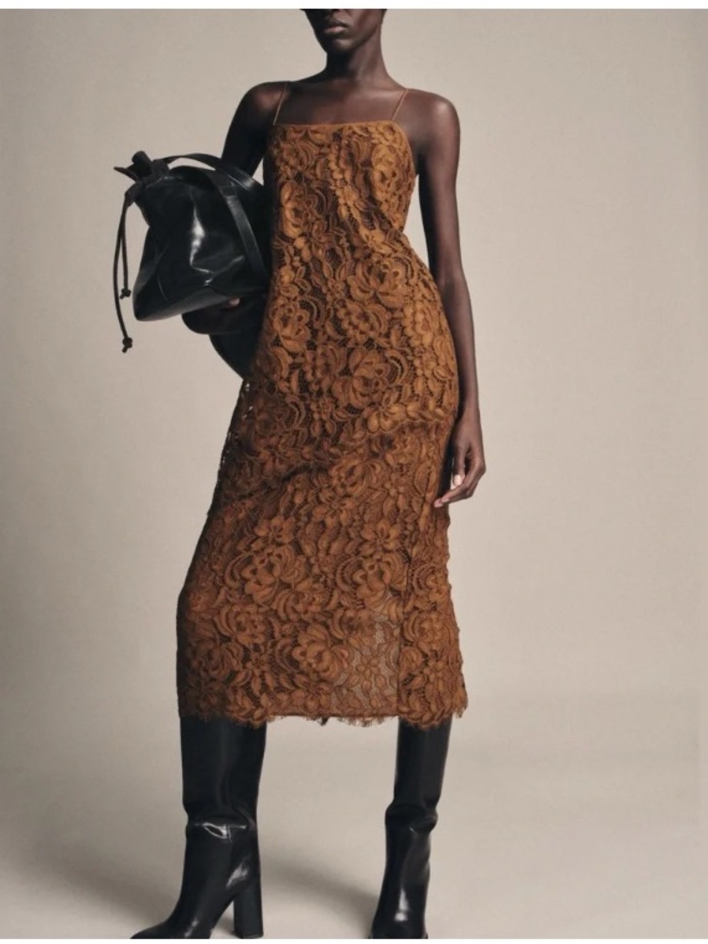 Zara Brown Special Edition Floral Lace Pencil Skirt